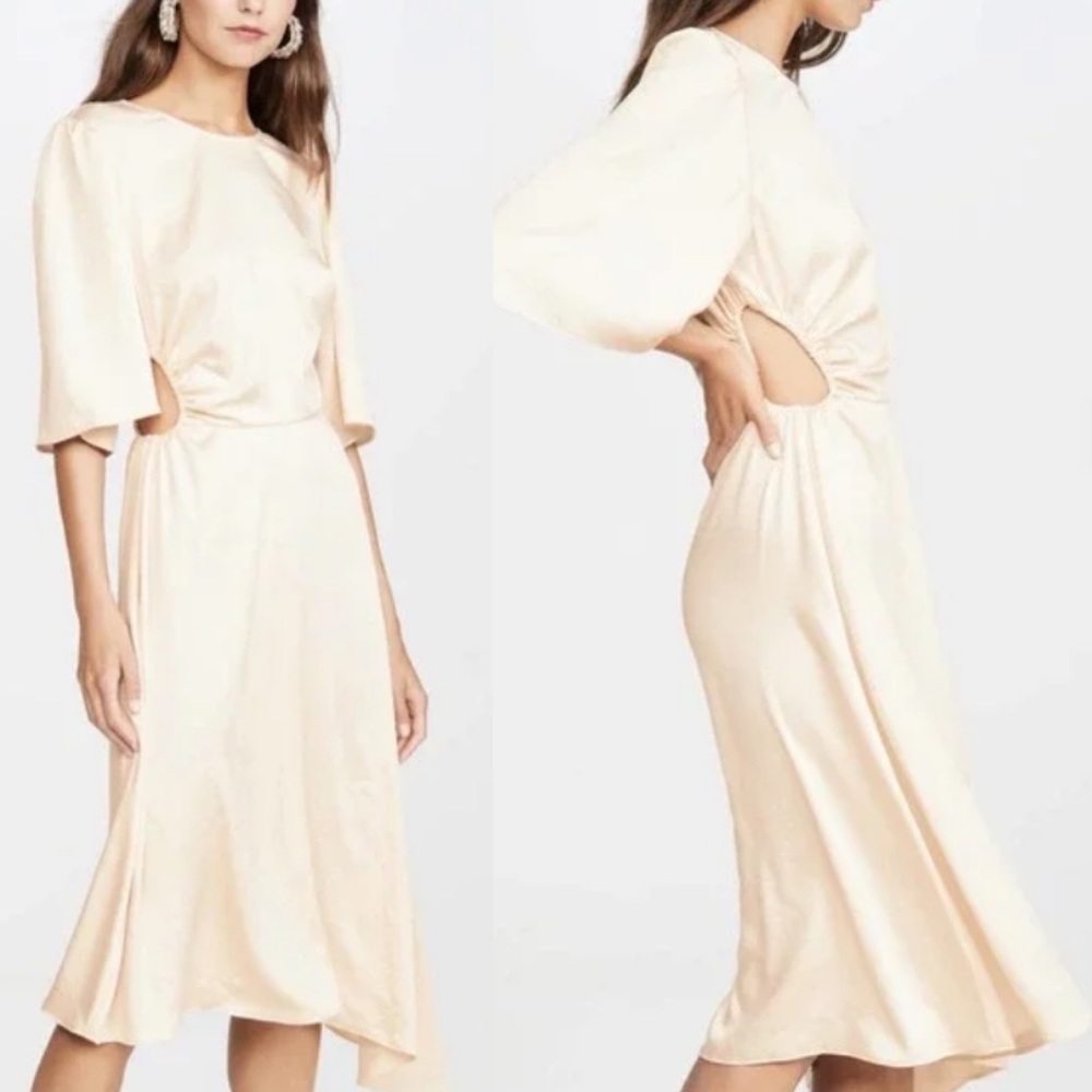 Ba&sh Nora Satin Asymmetrical Cocktail Dress with side cutout accent size xs